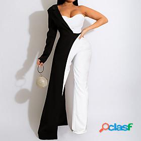 Womens Jumpsuit Color Block Overlay With Train Elegant One