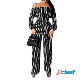Womens Jumpsuit Polka Dot Backless Casual Off Shoulder Going