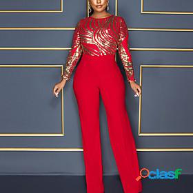 Womens Jumpsuit Solid Color Elegant Round Neck Party Party