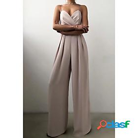 Womens Jumpsuit Solid Color Modern Style Party Strap