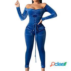 Women's Jumpsuit Solid Colored Backless Casual Off Shoulder