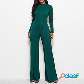 Womens Jumpsuit Solid Colored Casual Turtleneck Wide Leg