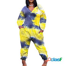 Womens Jumpsuit Tie Dye Print Casual V Neck Street Daily