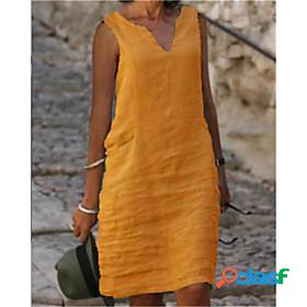 Women's Knee Length Dress Shift Dress Blue Yellow Blushing