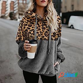 Womens Leopard Cheetah Print Brown Pullover Hoodie