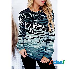 Womens Lines / Waves Graphic Prints Sweatshirt Pullover