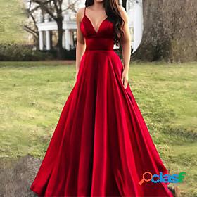 Womens Maxi long Dress A Line Dress Red Sleeveless Backless