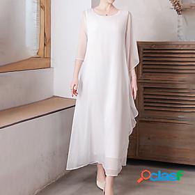 Women's Maxi long Dress A Line Dress White Light Green 3/4