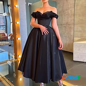 Womens Maxi long Dress Swing Dress Black Short Sleeve Ruched