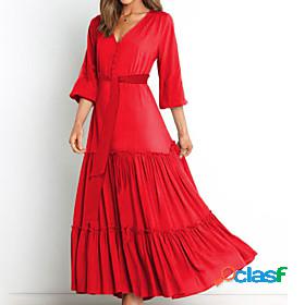 Women's Maxi long Dress Swing Dress Green Blue Red Yellow
