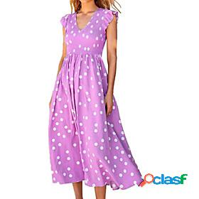 Womens Midi Dress A Line Dress Blue Gray Purple Pink