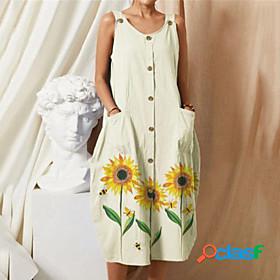 Womens Midi Dress A Line Dress Blue White Black Sleeveless