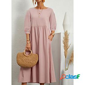 Womens Midi Dress Shift Dress Blushing Pink Light Brown Gray