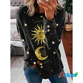 Womens Moon Galaxy Star Print Sweatshirt Pullover Print 3D