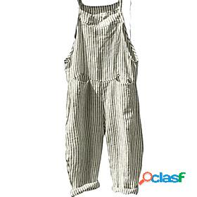 Womens Overall Striped Drawstring Casual Daily Strap