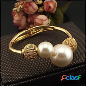 Womens Pearl Geometrical Cuff Bracelet Stylish Vertical /