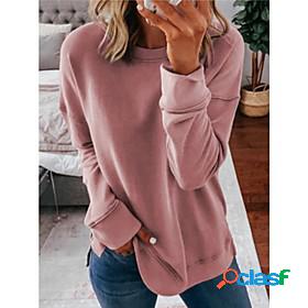 Womens Plain Solid Color Hoodie Sweatshirt non-printing