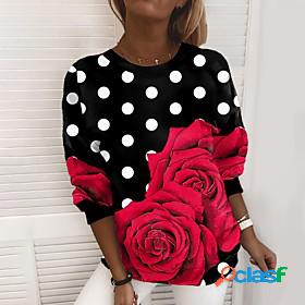 Womens Polka Dot Rose Sweatshirt Pullover Print 3D Print
