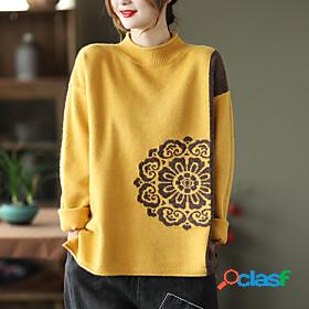 Womens Pullover Sweater Geometic Vintage Style Ethnic Style
