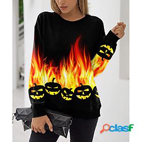 Women's Pumpkin Flame Sweatshirt Pullover Print 3D Print