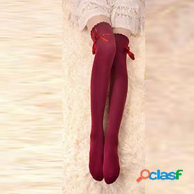 Women's Ribbons Lace Up Socks / Long Stockings Red Bowknot
