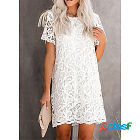 Womens Short Mini Dress T Shirt Dress Tee Dress White Short