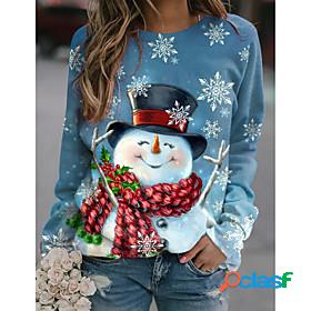 Womens Snowflake Snowman Sweatshirt Pullover Print 3D Print