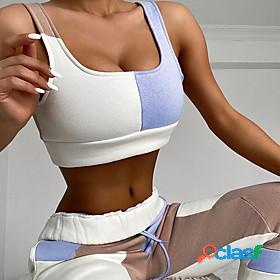 Womens Streetwear Color Block Casual Vacation Two Piece Set