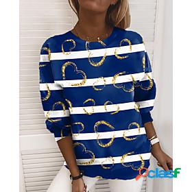 Womens Stripes Heart Sweatshirt Pullover Print 3D Print