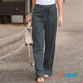 Womens Stylish Chino Wide Leg Drawstring Elastic Waist