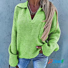 Womens Sweater Pullover Jumper Solid Color Knitted Casual