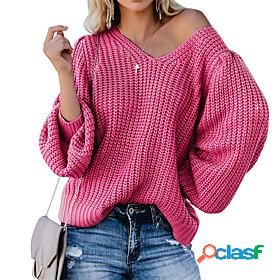 Womens Sweater Pullover Solid Color Classic Style Basic