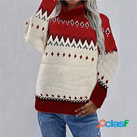 Womens Sweater Ugly Sweater Pullover Geometric Knitted