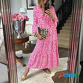 Womens Swing Dress Maxi long Dress Blushing Pink 3/4 Length