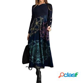 Womens Swing Dress Maxi long Dress Dusty Blue Black Long