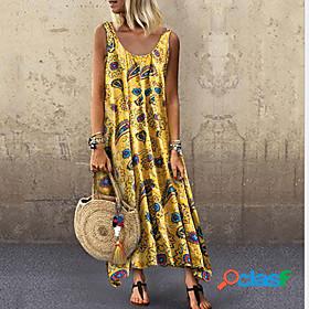 Women's Swing Dress Maxi long Dress Sleeveless Print Basic
