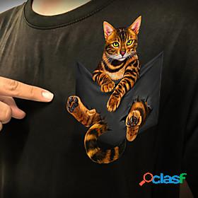 Womens T shirt 3D Cat Cat 3D Graphic Prints Round Neck Print