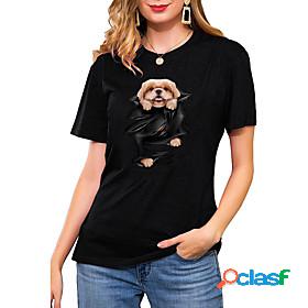 Womens T shirt 3D Printed Dog Graphic Animal Round Neck
