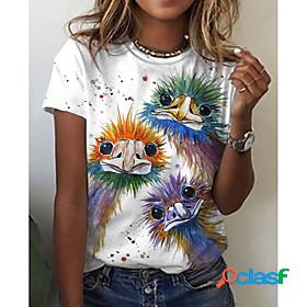 Womens T shirt 3D Printed Painting 3D Animal Round Neck