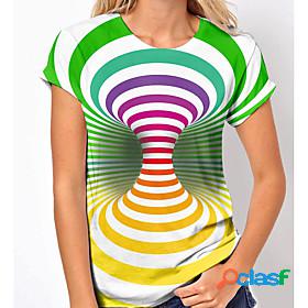 Womens T shirt 3D Printed Painting Optical Illusion