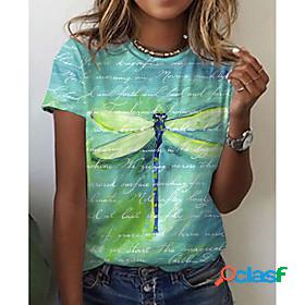 Womens T shirt Abstract Painting Graphic Animal Round Neck