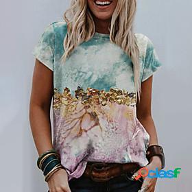 Women's T shirt Abstract Painting Graphic Geometric Round