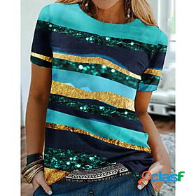 Womens T shirt Abstract Painting Striped Graphic Geometric