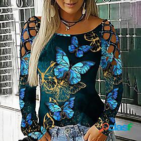 Womens T shirt Butterfly 3D Printed Painting Butterfly 3D