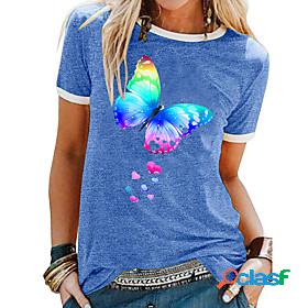 Womens T shirt Butterfly Graphic Butterfly Round Neck