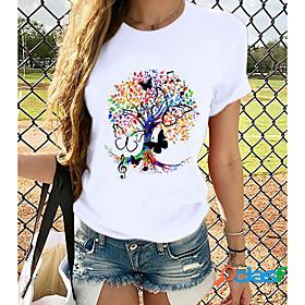 Womens T shirt Butterfly Graphic Prints Round Neck Tops Slim
