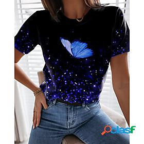 Womens T shirt Butterfly Painting Butterfly Animal Round