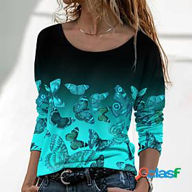 Womens T shirt Butterfly Painting Color Gradient Butterfly