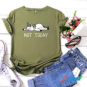 Womens T shirt Cartoon Graphic Text Print Round Neck Basic