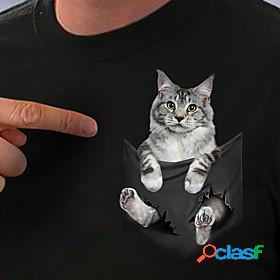 Womens T shirt Cat 3D Graphic Prints Round Neck Print Basic